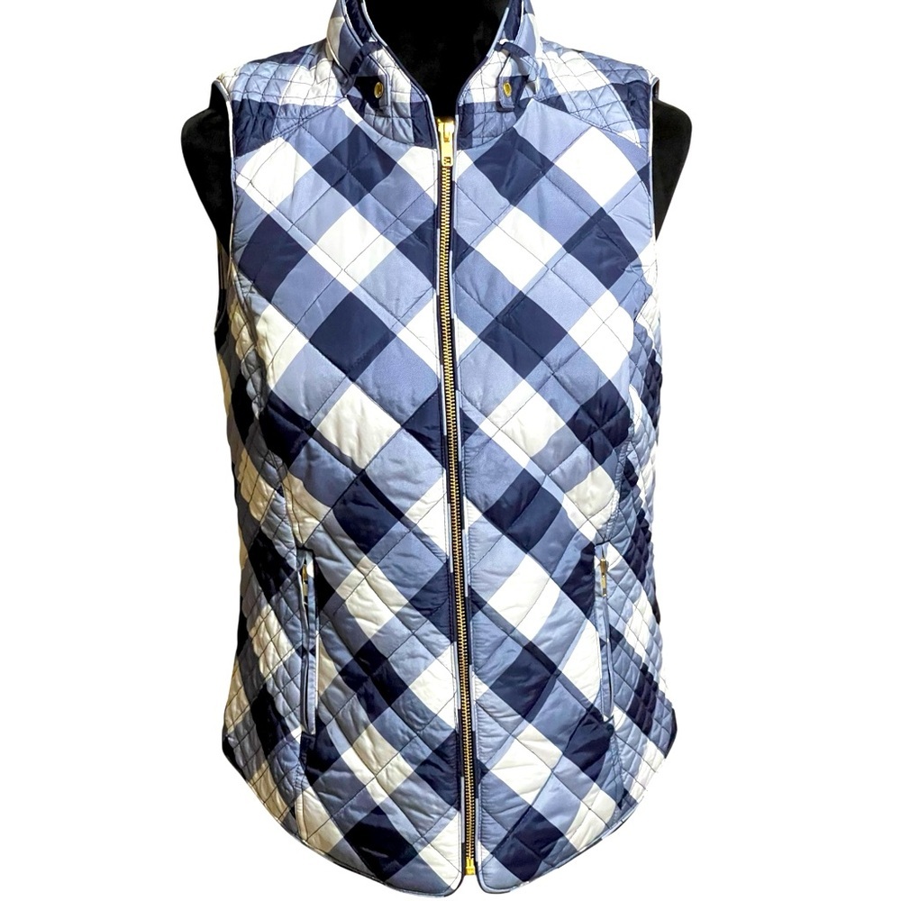 NWTS CROWN & IVY PLAID QUILTED VEST SZ SM